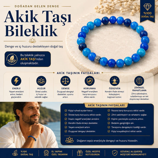 Akik Doğal Taş Bileklik