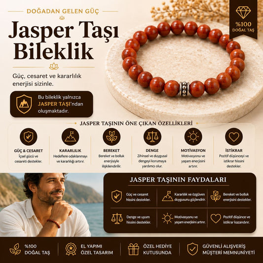 Kırmızı Jasper Taşı Doğal Taş Bileklik
