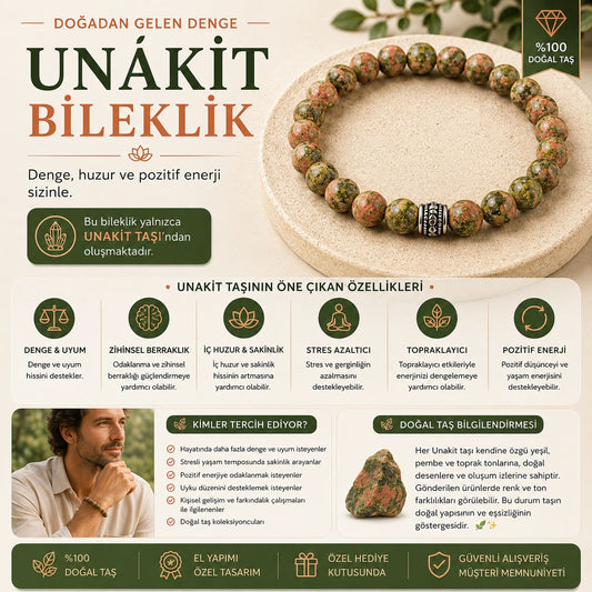 Unakit Taşı Doğal Taş Bileklik